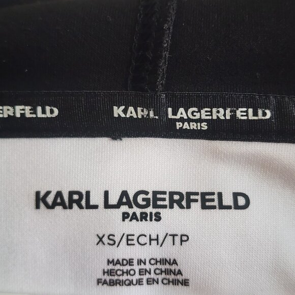Karl Lagerfeld Paris Hoodie Womens XS Pullover Colorblock Graphic Sweatshirt - Picture 6 of 12